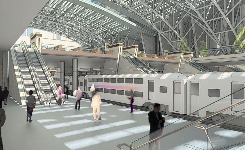 Fig. 4.20: View from tracks 14-15 to the central concourse
